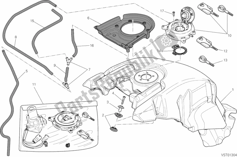 Tutte le parti per il Serbatoio Di Carburante del Ducati Diavel FL 1200 2015